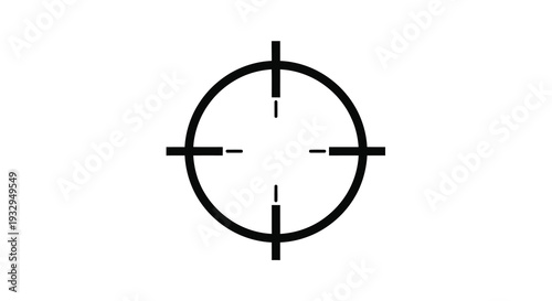 A stark black crosshair target symbol against a pure white background representing precision and focus silhouette high quality professional