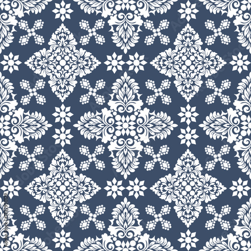 
Classic Damask Seamless
Pattern - Vector Illustration for Elegant Textile
Design,Damask,Jacquard loom, Brocade, Satin weave,ethnic, geometric, textile, fabric, motif, retro, 