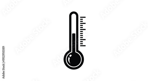A simple black graphic displays a thermometer with a rising mercury level showcasing heat and temperature silhouette high quality