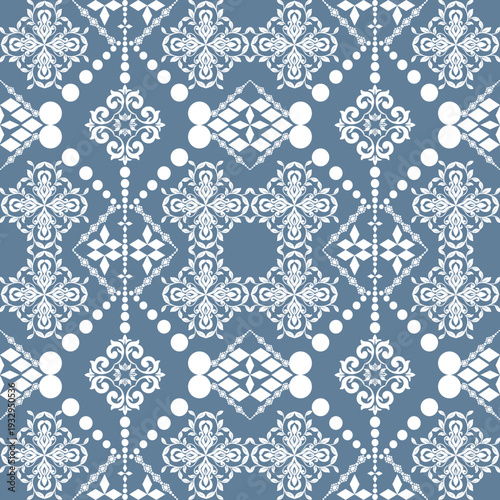 
Classic Damask Seamless
Pattern - Vector Illustration for Elegant Textile
Design,Damask,Jacquard loom, Brocade, Satin weave,ethnic, geometric, textile, fabric, motif, retro, 