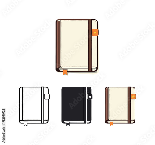 Study routine context shown as a closed notebook with bookmark tab and clean cover viewed straight on, isolated and balanced as