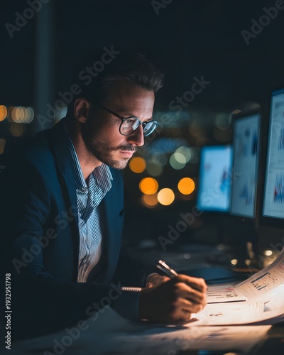 Financial compliance officer reviewing regulatory report data secure environment