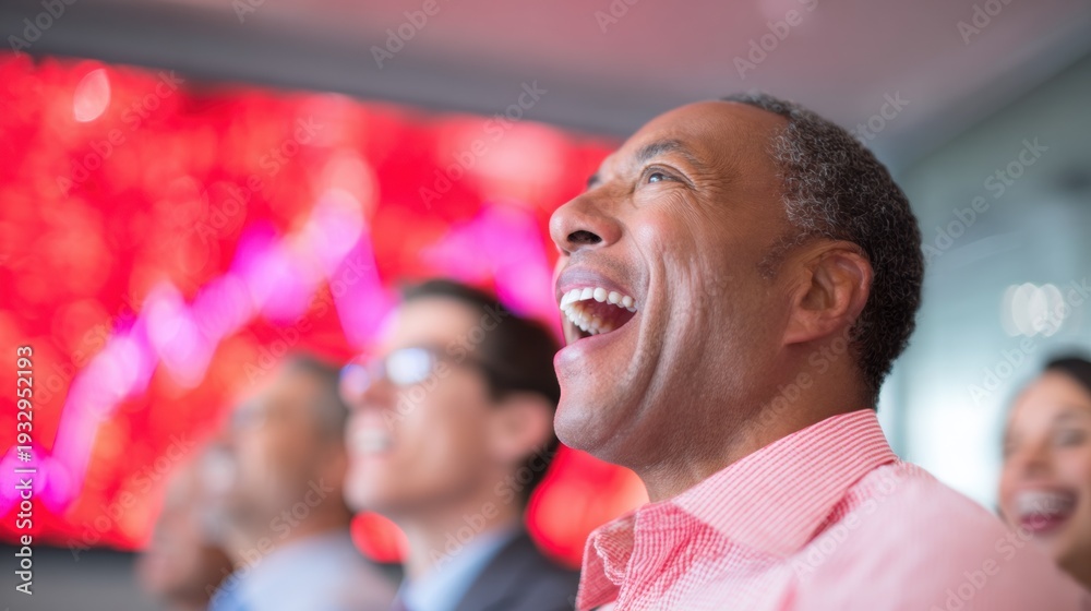Fototapeta premium People laughing and enjoying a presentation at a conference setting