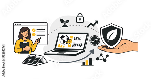 Modern minimal flat vector conceptual collage, crisp hard edges, consistent THIN outline stroke, rounded corners where needed,