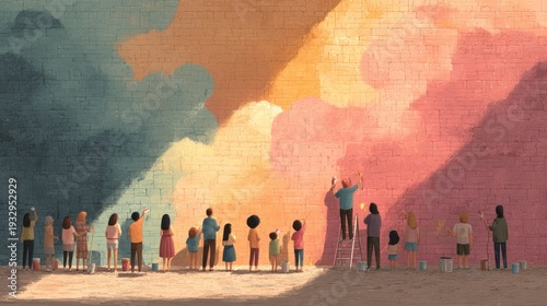 Wallpaper Mural Vibrant Community Mural Creation with Diverse Individuals Engaging Together Torontodigital.ca