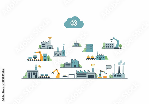 Automated manufacturing processes and smart factory technology integration illustrating industrial development and technological advancement in a modern setting