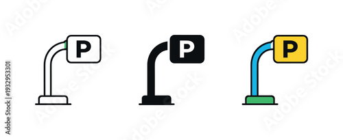 Convenient arrival outcome represented by a simple parking stand with curved support arm, identical form shown in a neat