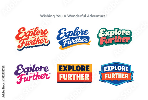 Modern holiday banner with short greeting slogan featuring modern lettering logo set for Explore Further, stock-ready