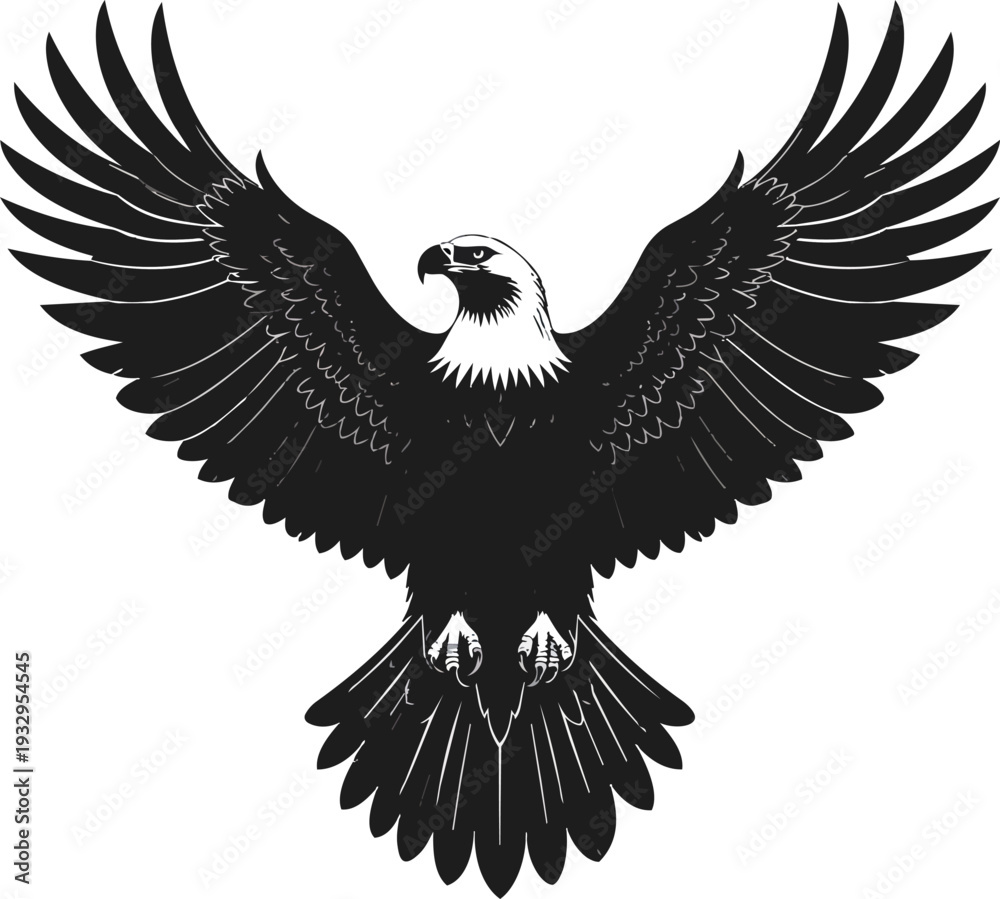 Obraz premium Eagle Silhouette Vector Illustration Black and White