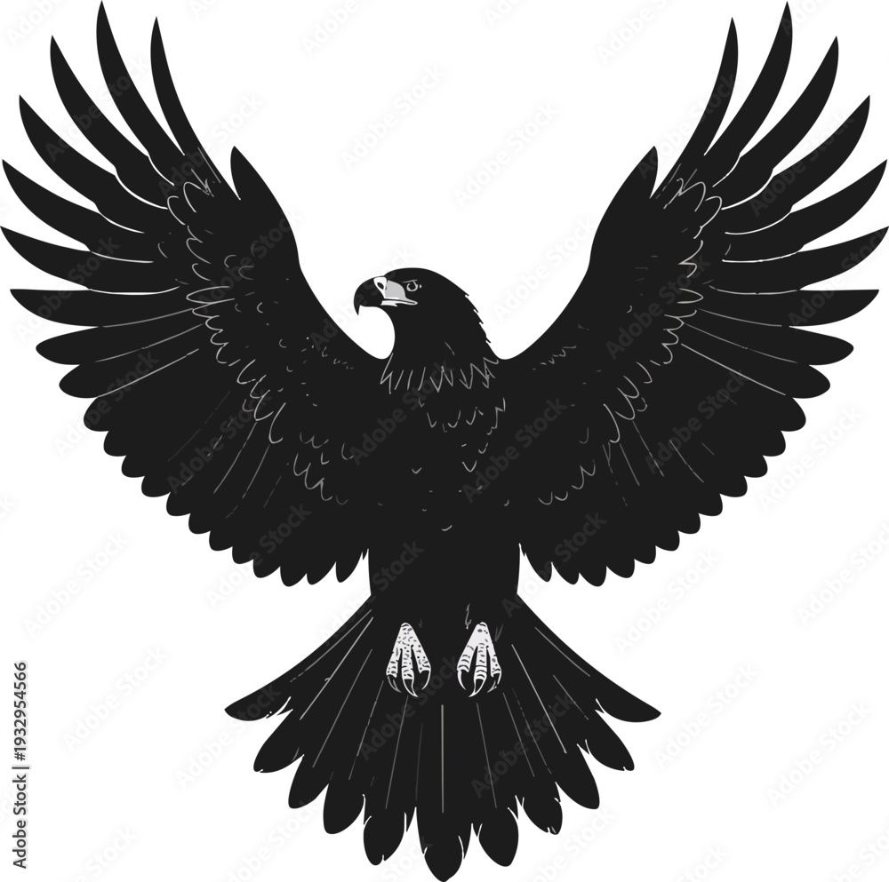 Obraz premium Eagle Silhouette Vector Illustration Black and White