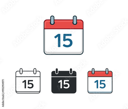 Time planning metaphor conveyed by a single calendar page with top binding and one centered date square, isolated and balanced,