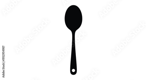 A stark minimalist depiction of a single spoon against a white background featuring a bold silhouette high quality professional
