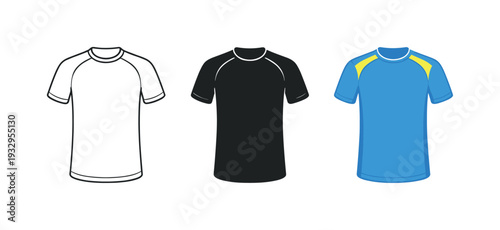 Athletic apparel concept shown as a lightweight running T-shirt with short sleeves and crew neckline viewed flat and centered,
