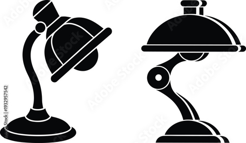 Two black desk lamps with adjustable arms and round bases on a white background 1