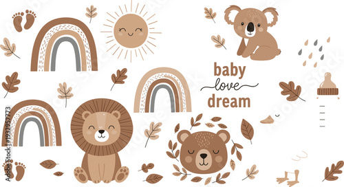 Baby Woodland Animals Nursery Illustration Set