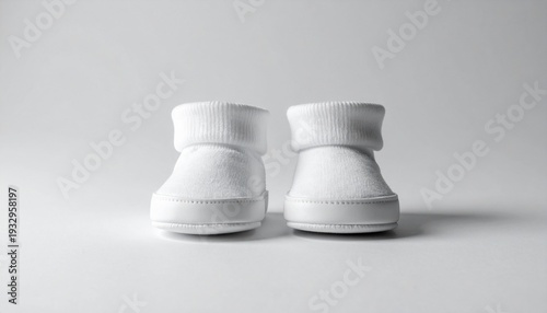 White ankle boots on white background.