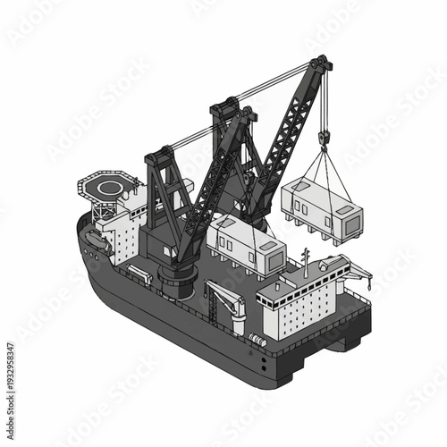 Heavy Lift Crane Vessel Transporting Cargo.