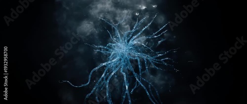 Bioluminescent alien plants with glowing nerve structures in dark forests