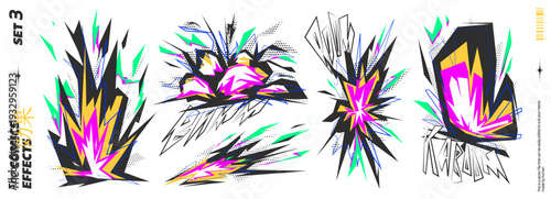 Comic Explosion Effect with Abstract Manga Design and Cartoon Anime Impact, Featuring Dynamic Smoke and Vector Elements for A Vibrant Background. Energetic Burst with Dramatic Line Art.