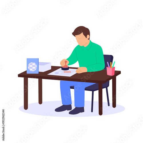 Visa Processing, Handling visa application for pilgrimage travel, Flat vector character illustration