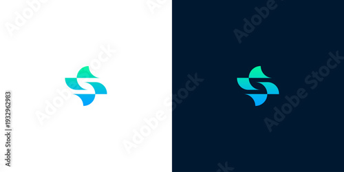 Sleek and symmetrical gradient emblem for technological solutions and seamless connections, embodying modern design and digital innovation in a fluid, abstract form