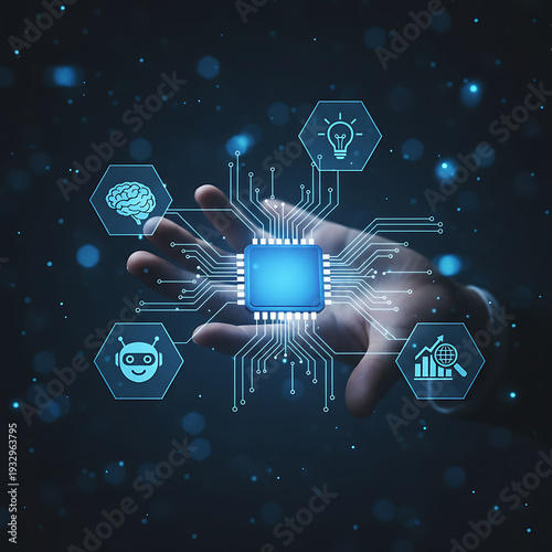 Artificial intelligence AI assistant concept featuring agentic AI understands voice, analyzes images, autonomously completes complex AI tasks.Artificial, Next generation of smart AI technology. Corpus