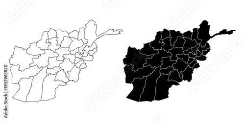 Afghanistan in two Style map isolated on White Background