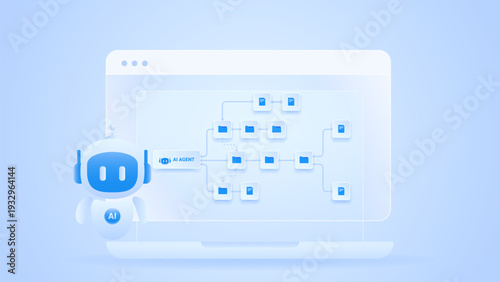 AI workflow automation artificial intelligence.ai agent workflow diagram dashboard with document management, file automation and processing flow.