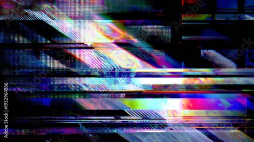Abstract digital glitch background with vibrant neon colors and distortion