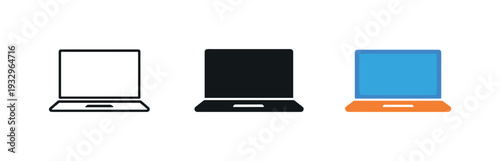 Minimalist Modern Classroom. Modern classroom scene showing a laptop computer with simple screen rectangle and base, same