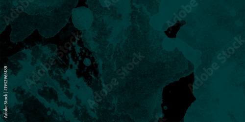 Abstract sea green watercolor hand painted art victor illustration. Dark green painted smoky textured teal color powder explosion. Steam explosion green smoke or fog isolated on black background.
