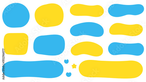 色々な形のシェイプフレームセット　イエロー　ブルー