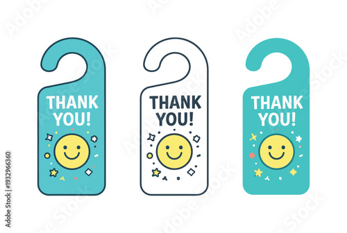 Impression Door Hangers. Positive impression outcome represented by a door hanger tag with rounded top and hook cutout displayed