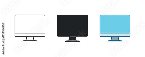 Routine productivity concept shown as a simple desktop computer with flat monitor, slim stand, and blank screen centered and