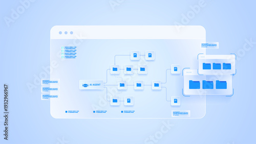 AI workflow automation artificial intelligence.ai agent workflow dashboard with document management and automated file processing flow.