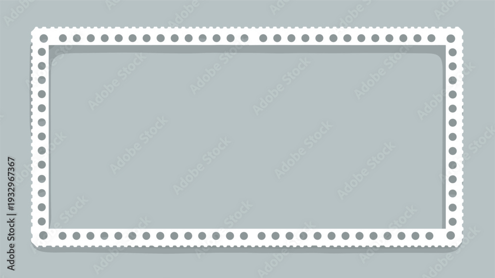 Obraz premium Modern rectangular frame with a unique perforated edge, creating a clean and minimalist border on a soft grey background.