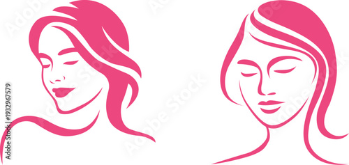 International Women's Day Concept Elegant Minimalist Female Face Line Art in Pink.