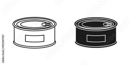 Two different types of cylindrical metal food containers with lids
