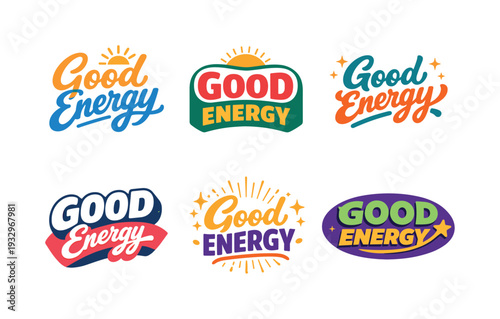 Clean modern holiday banner illustration displaying modern lettering logo set for Good Energy, professional logo-style typography