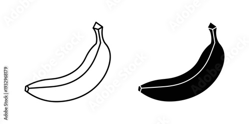 Comparison of a regular banana and a ripe black banana illustration