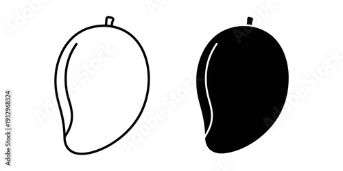 Side by side comparison of an empty and filled mango silhouette illustration