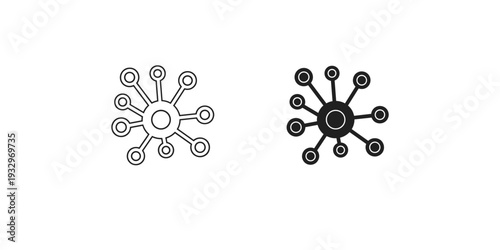 Comparison of two different molecular or network structures with central nodes and branches