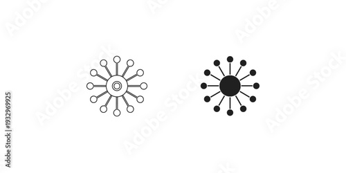 Comparison of two stylized virus or particle diagrams with different structural representations