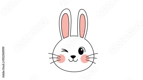 Adorable winking bunny face with rosy cheeks and long ears, conveying cuteness and a playful, charming expression.