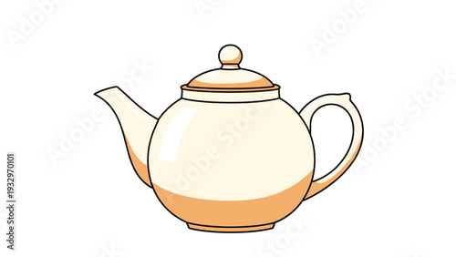 Smooth and inviting simple cream-colored teapot with a rounded body and a comfortable handle, ideal for serving tea with elegance.
