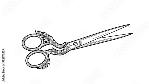Elegant vintage scissors with intricate decorative handles featuring leafy patterns, symbolizing craftsmanship and timeless utility.