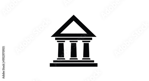 A stark black silhouette of a classical building with columns evoking ancient architecture and timeless design silhouette high quality