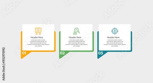 Three colorful infographic slides on a gray background space.
