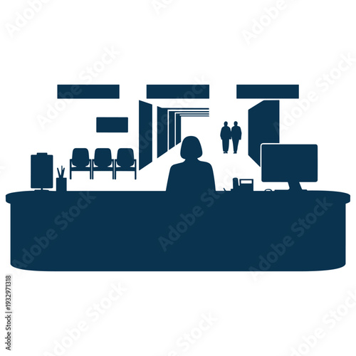 
Medical Clinic Reception Desk with Healthcare Staff Assistance