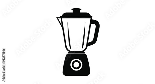 A stark black and white graphic depiction of a kitchen blender showcasing its form as a silhouette high quality